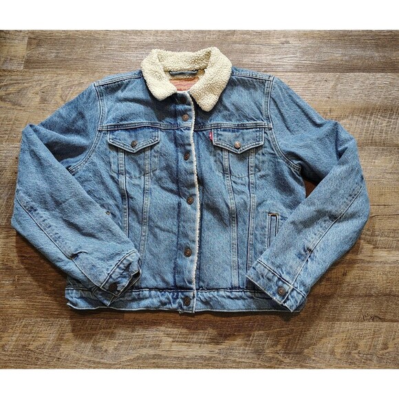 Levi's Jackets & Blazers - Levi’s Sherpa Lined Denim Trucker Jacket Women’s Large Blue Jean Coat Classic